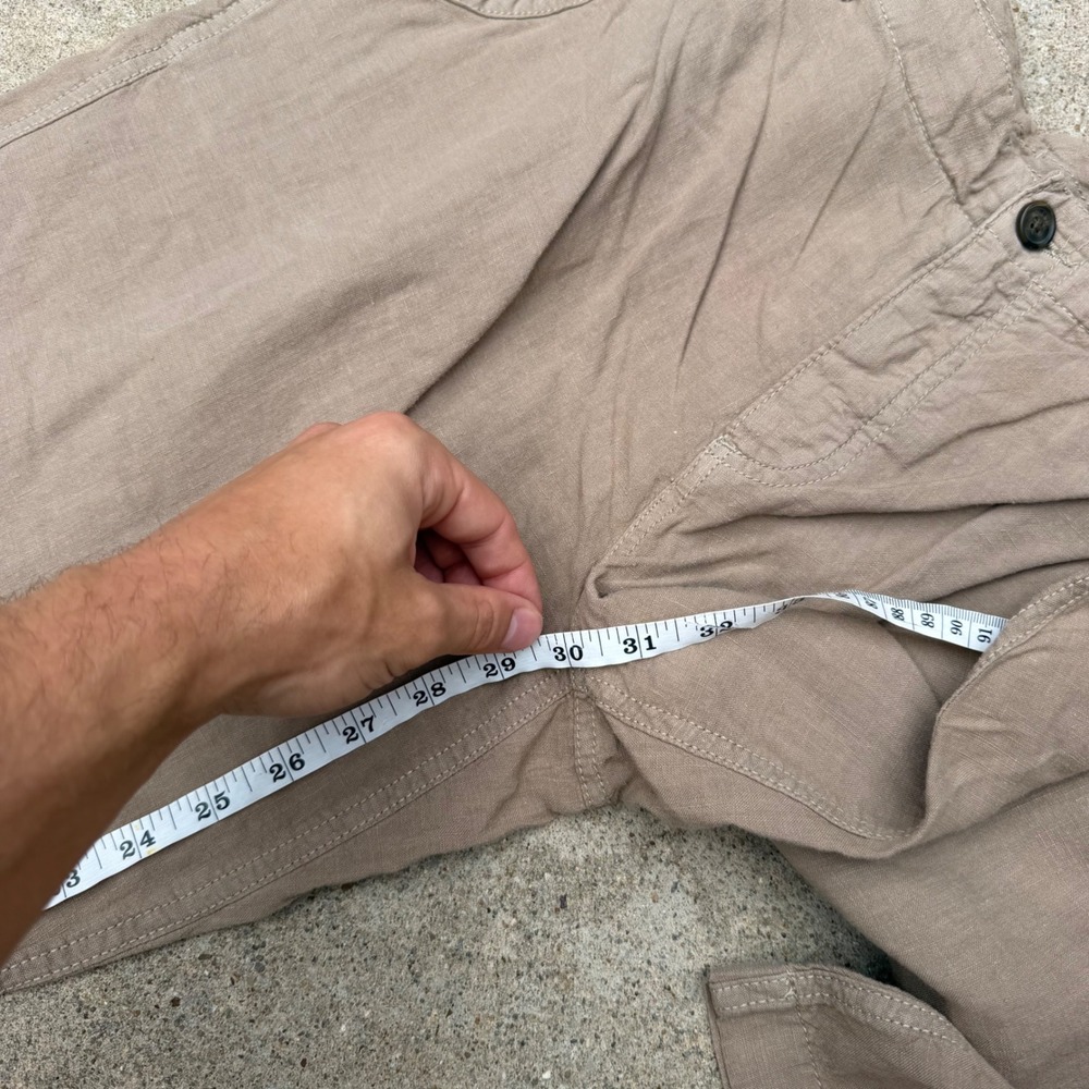 Murano Linen Trousers Mens 36x30 Brown Button Fly Baird McNutt Casual Beachy - Picture 12 of 12